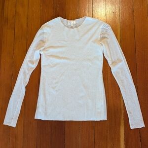 Petit Pois Double Layer Sheer Mesh L/S Top Large Minimalist White 90’s Grunge